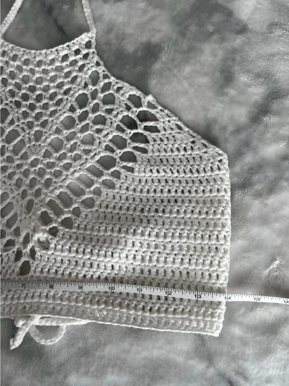 White Crochet Halter Crop Top cotton